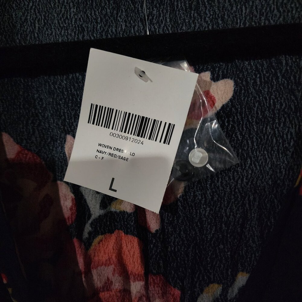 NWT Forever 21 floral long sleeve wrap midi dress Navy Pink Red Green - Picture 9 of 10